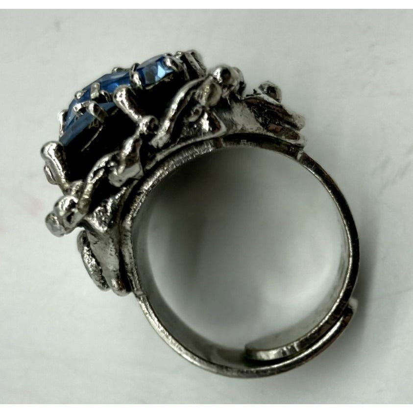 Barclay Cocktail Ring Fashion Jewelry Unbranded Clip on Earrings Blue Rhinestone