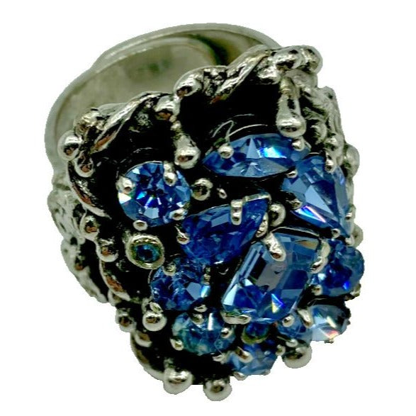 Barclay Cocktail Ring Fashion Jewelry Unbranded Clip on Earrings Blue Rhinestone