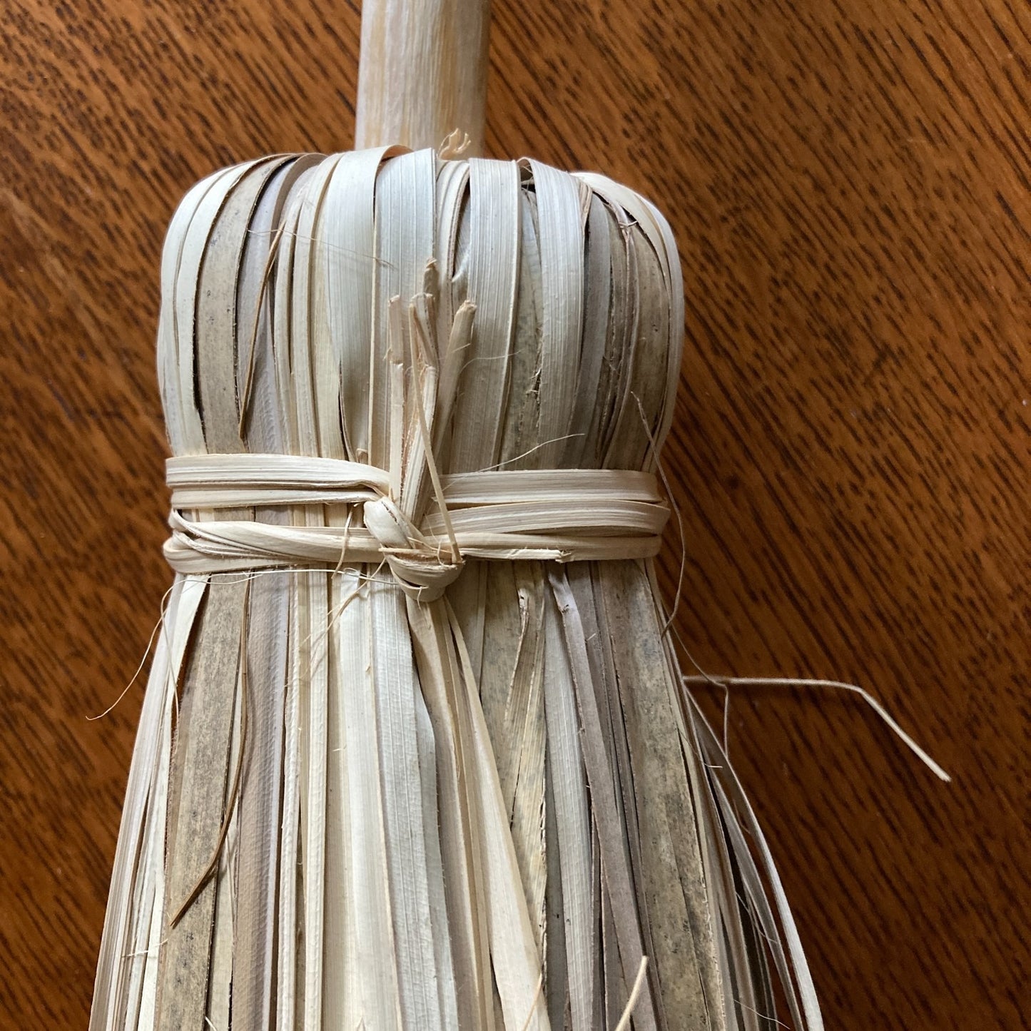 Halloween Folk Art Handmade Broom Natural Fiber Bristles Wood Handle Rustic Home