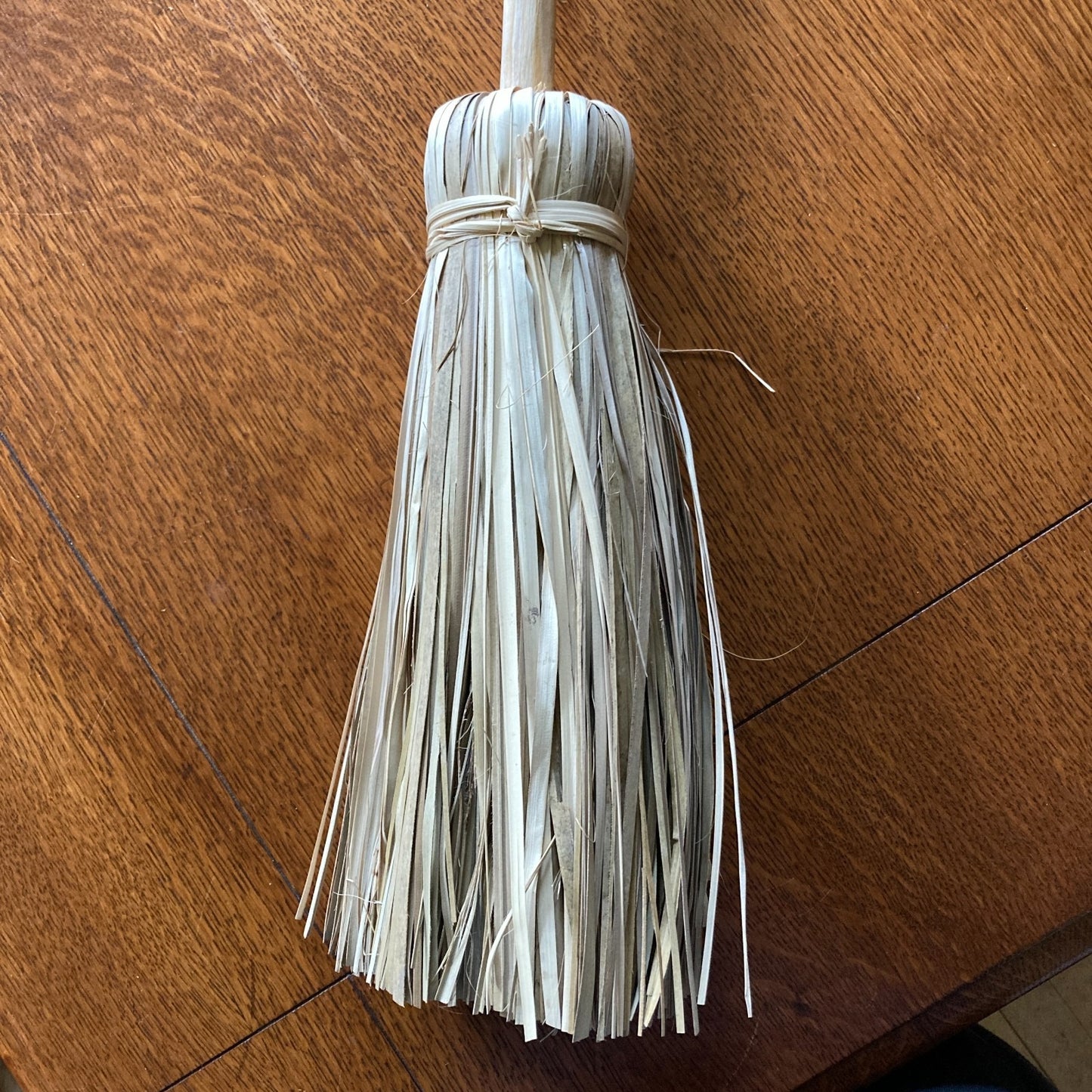 Halloween Folk Art Handmade Broom Natural Fiber Bristles Wood Handle Rustic Home