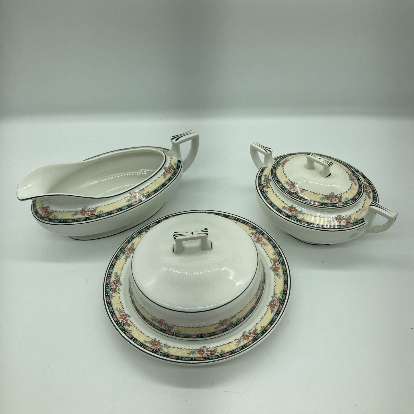 Antique 1925 Homer Laughlin L5N USA Serving Pieces Butter Dome Sugar Dish Gravy
