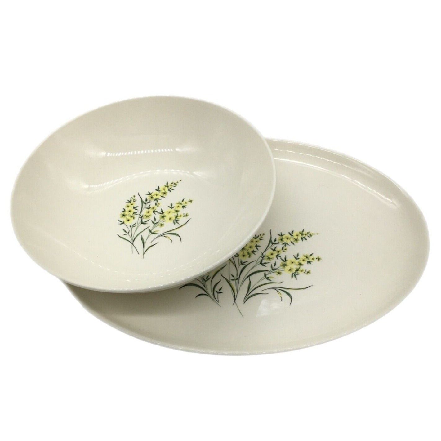 Taylor Smith & Taylor Serving Platter & Bowl Lemon Blossom Sage Green & Yellow