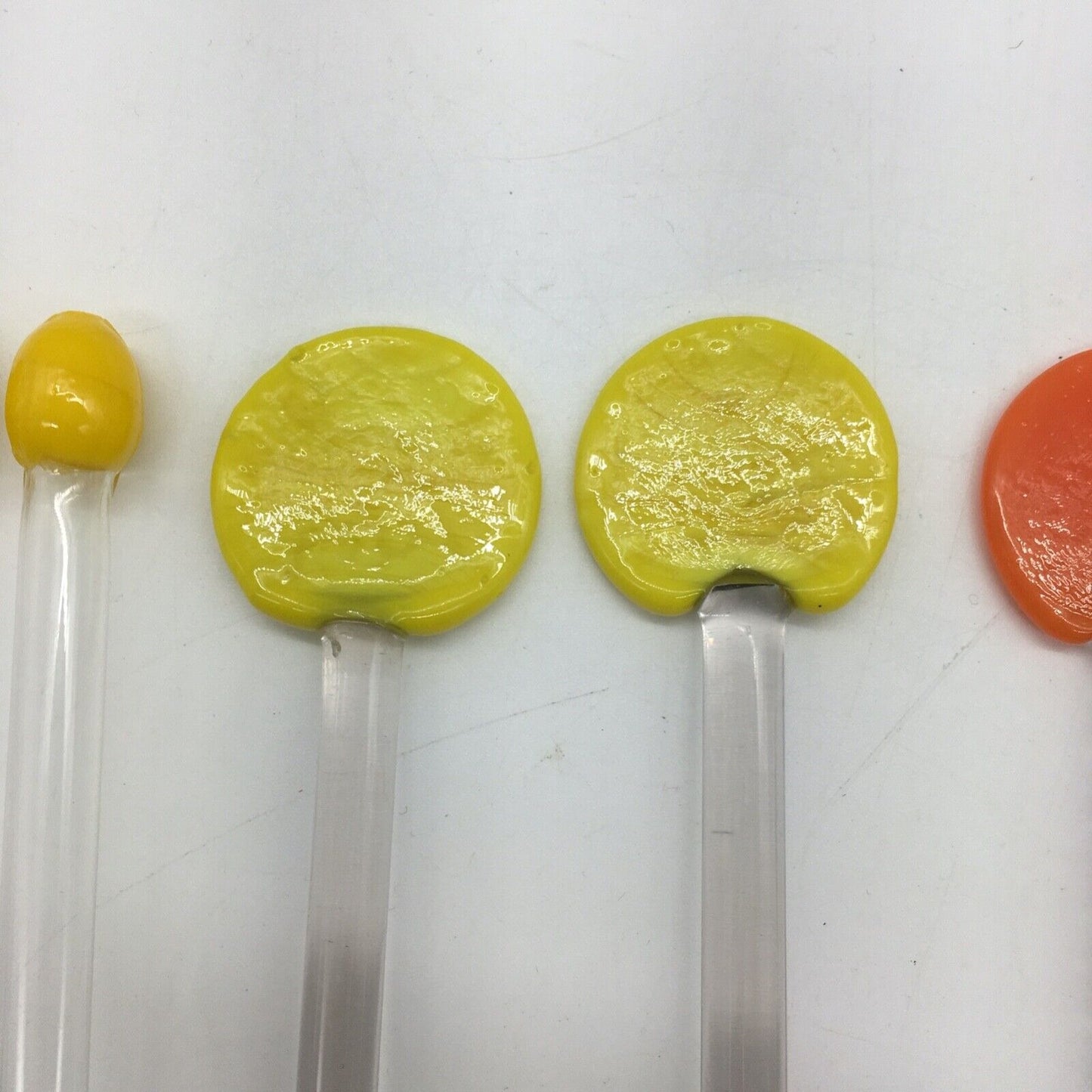 Vintage Barware Art Glass Stir Stick Straw Spoon Variety lot 10 Orange & Yellow