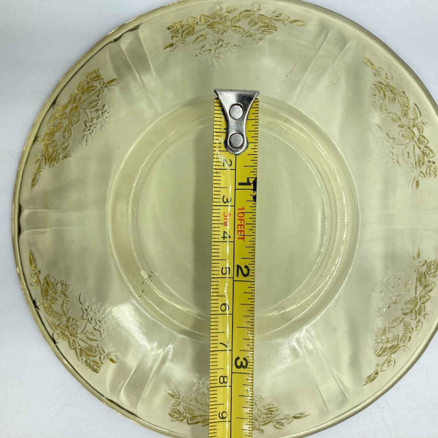 Vintage Federal Glass Co. Sharon Cabbage Rose Yellow 2 Tea Cups & Saucers Sunny
