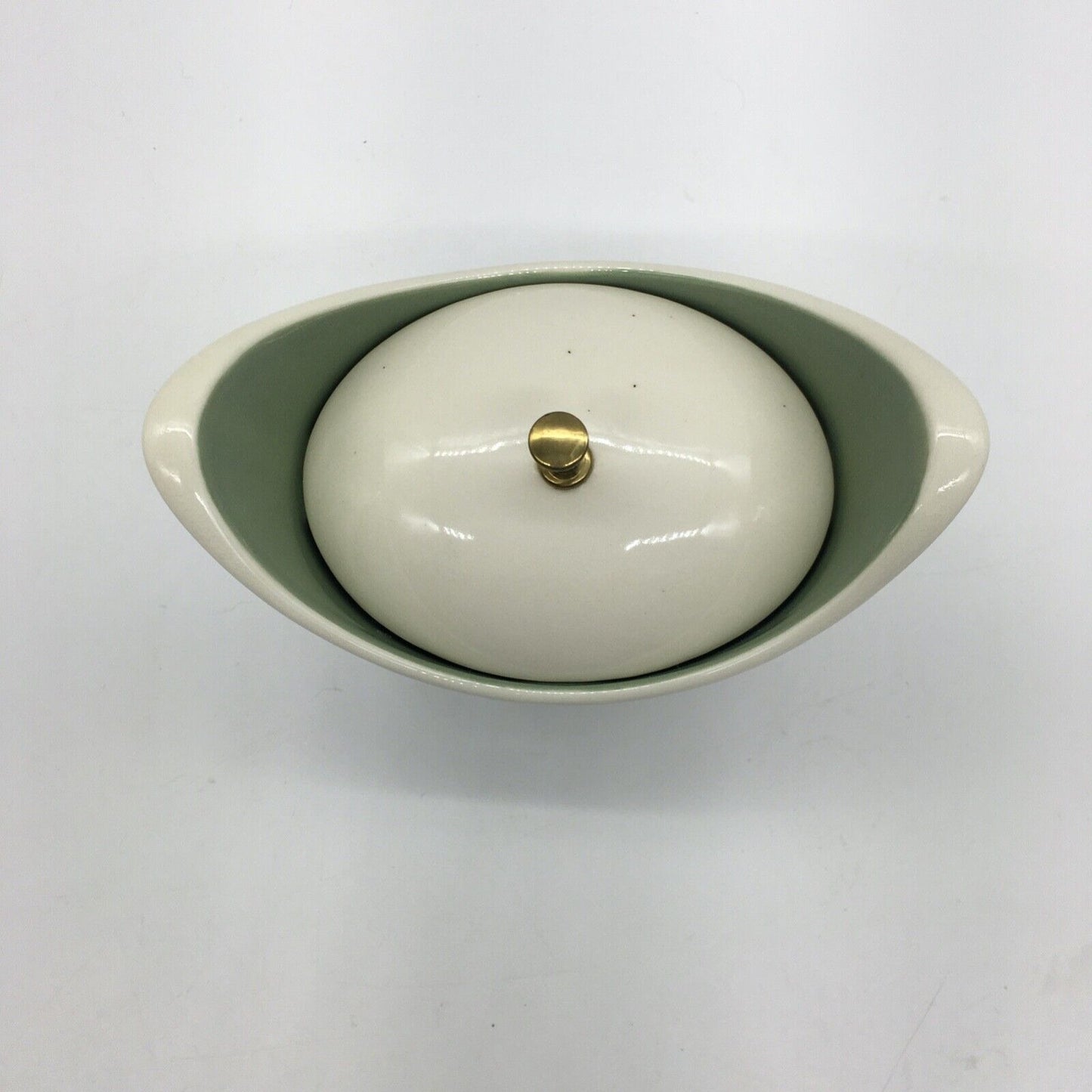 Taylor Smith & Taylor Cream & Lidded Sugar Set Lemon Blossom Sage Green & Yellow