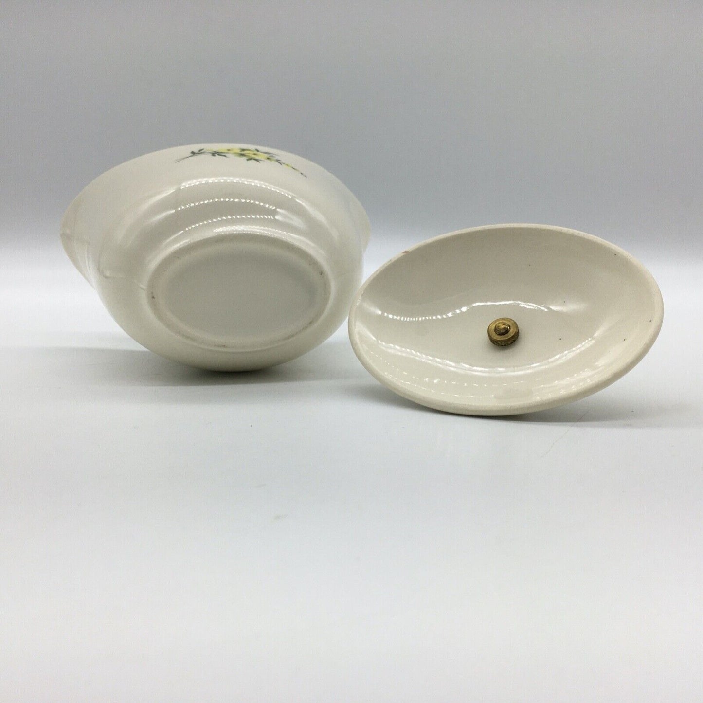 Taylor Smith & Taylor Cream & Lidded Sugar Set Lemon Blossom Sage Green & Yellow