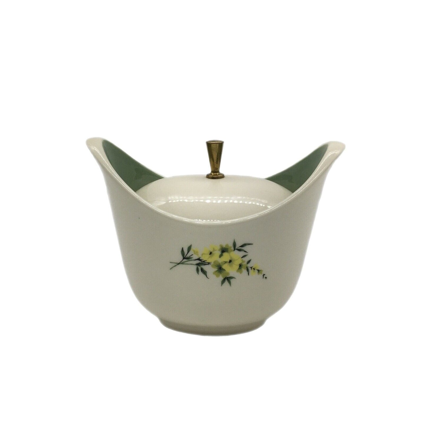 Taylor Smith & Taylor Cream & Lidded Sugar Set Lemon Blossom Sage Green & Yellow
