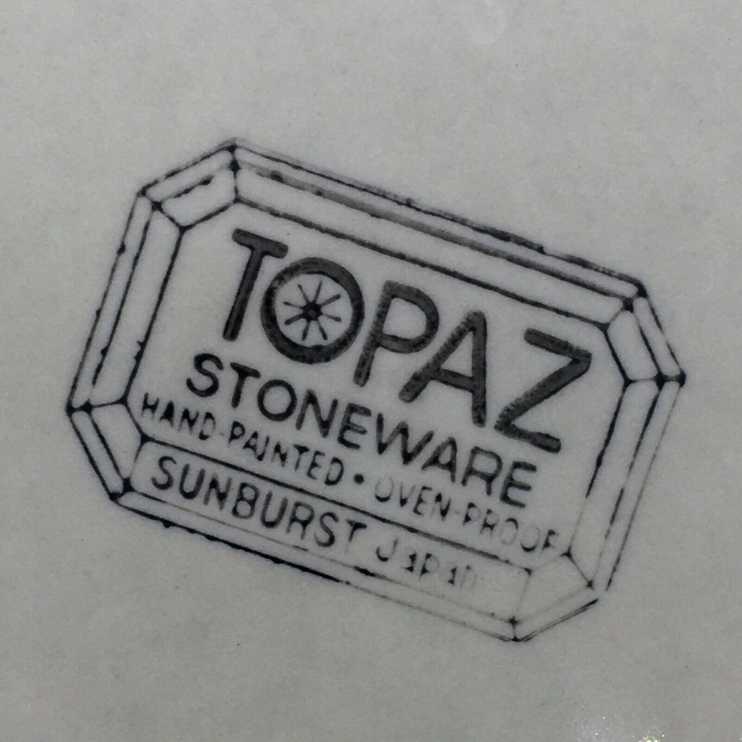 Topaz Stoneware Sunburst 70s Set 8 Dinner Plates Hand Painted Oven Proof Japan