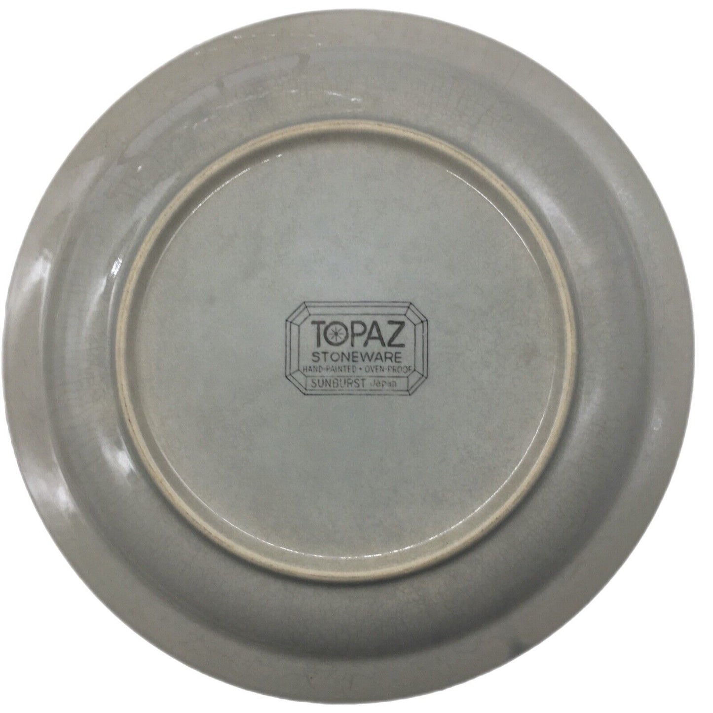 Topaz Stoneware Sunburst 70s Set 8 Dinner Plates Hand Painted Oven Proof Japan