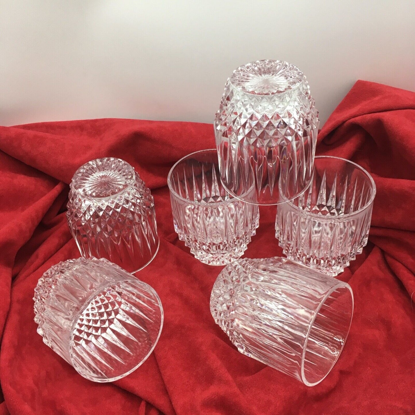 Barware Set of 6 Lowball Whisky Glass Heavy Diamond Point Fancy Cocktail Glasses
