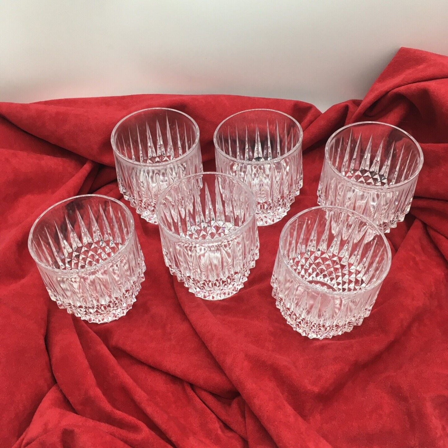 Barware Set of 6 Lowball Whisky Glass Heavy Diamond Point Fancy Cocktail Glasses