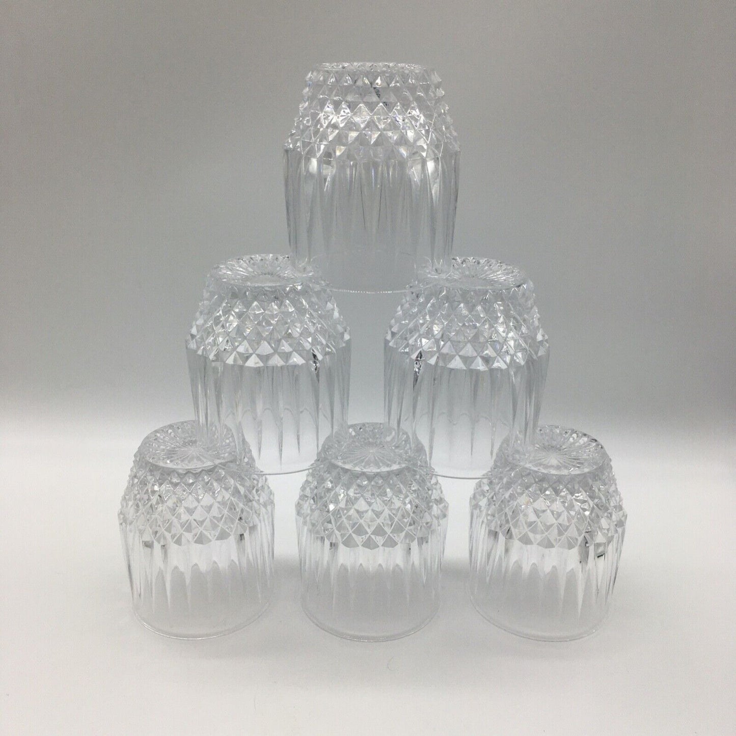 Barware Set of 6 Lowball Whisky Glass Heavy Diamond Point Fancy Cocktail Glasses