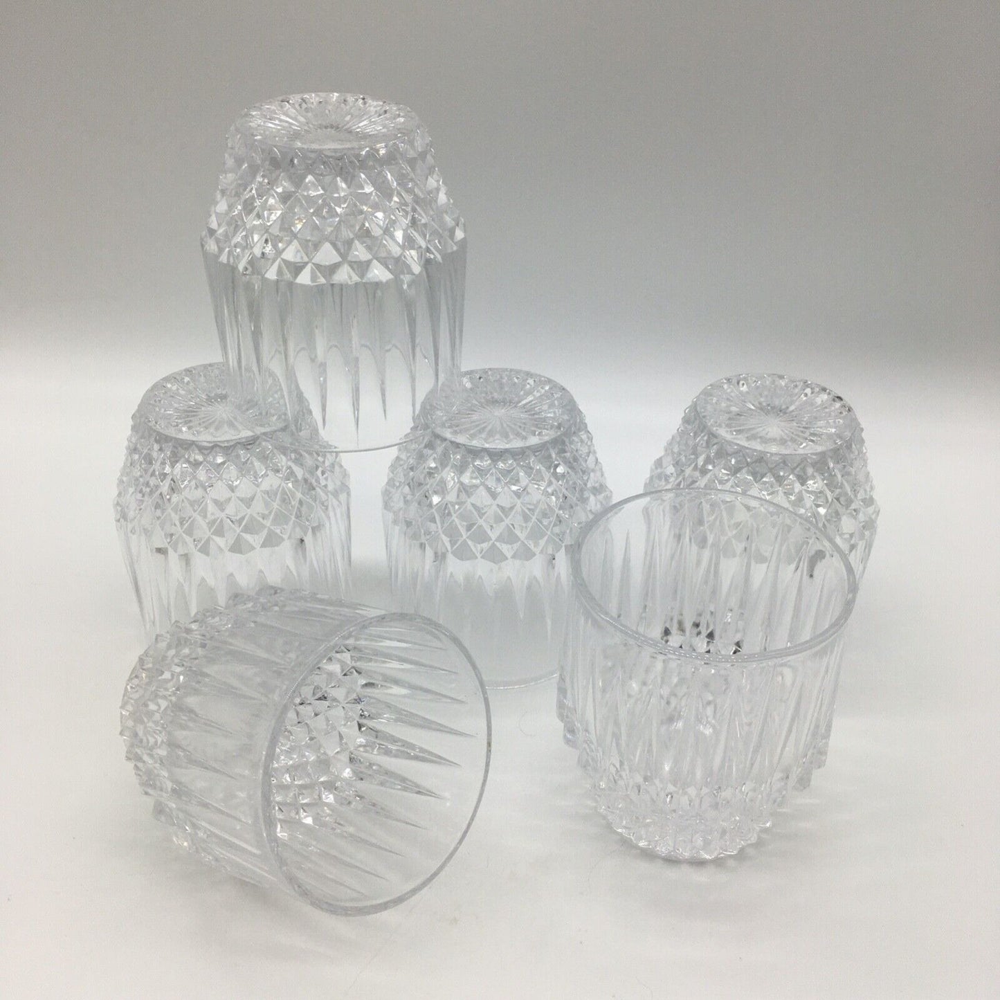Barware Set of 6 Lowball Whisky Glass Heavy Diamond Point Fancy Cocktail Glasses