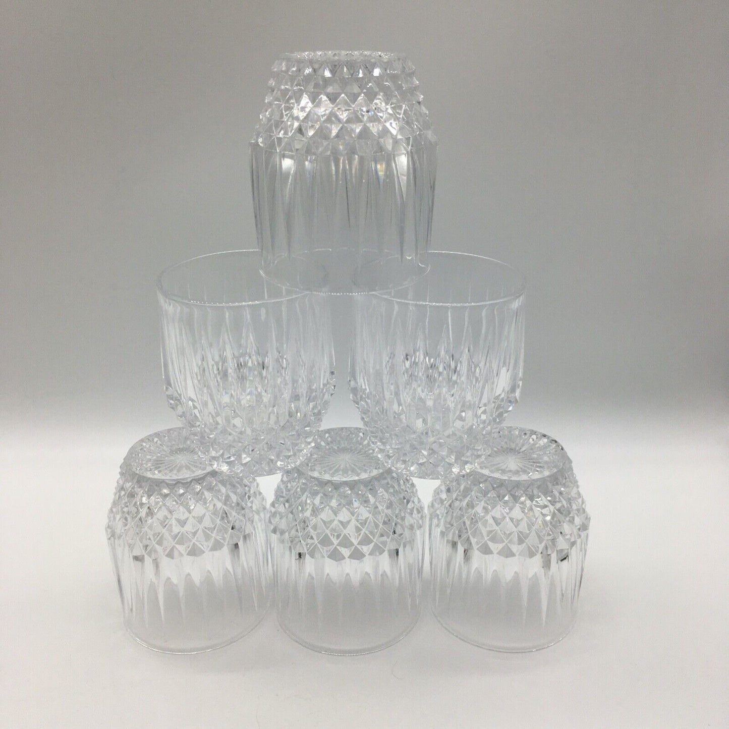 Barware Set of 6 Lowball Whisky Glass Heavy Diamond Point Fancy Cocktail Glasses