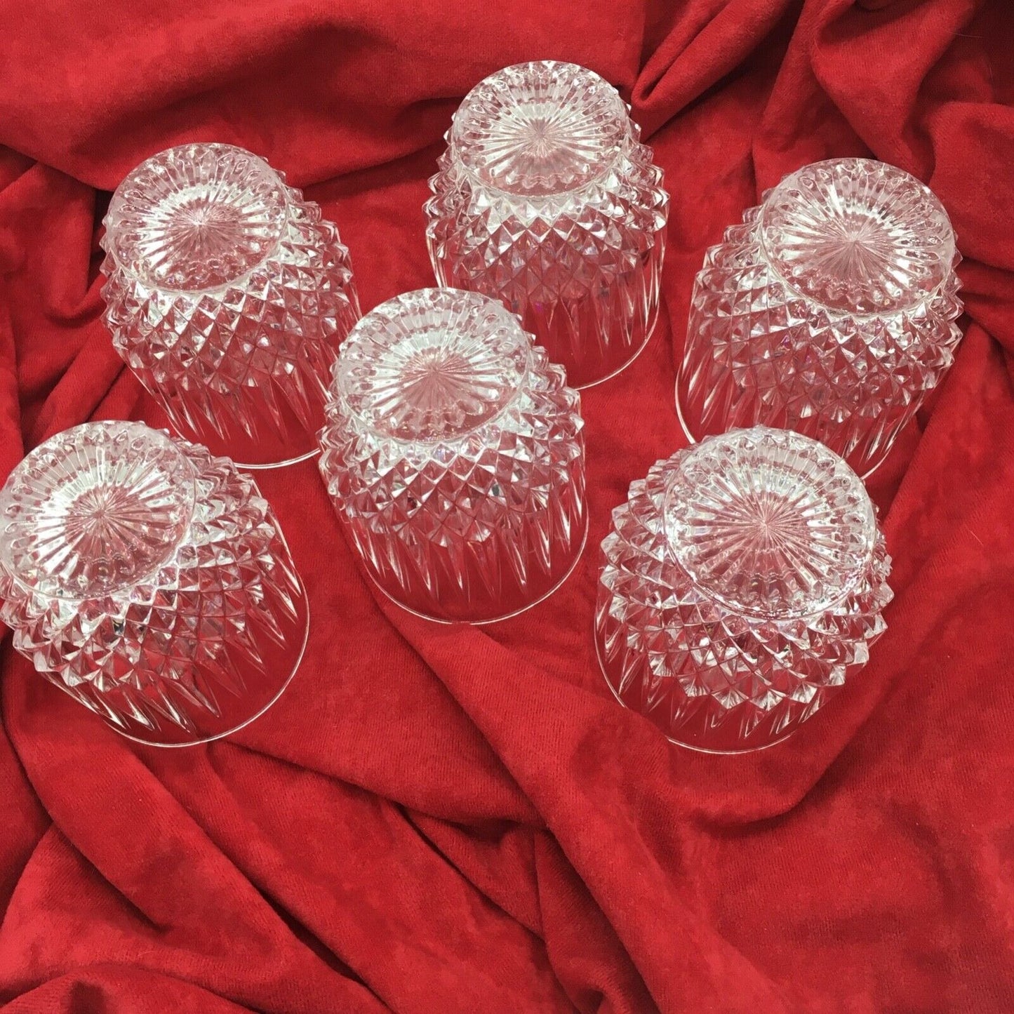 Barware Set of 6 Lowball Whisky Glass Heavy Diamond Point Fancy Cocktail Glasses