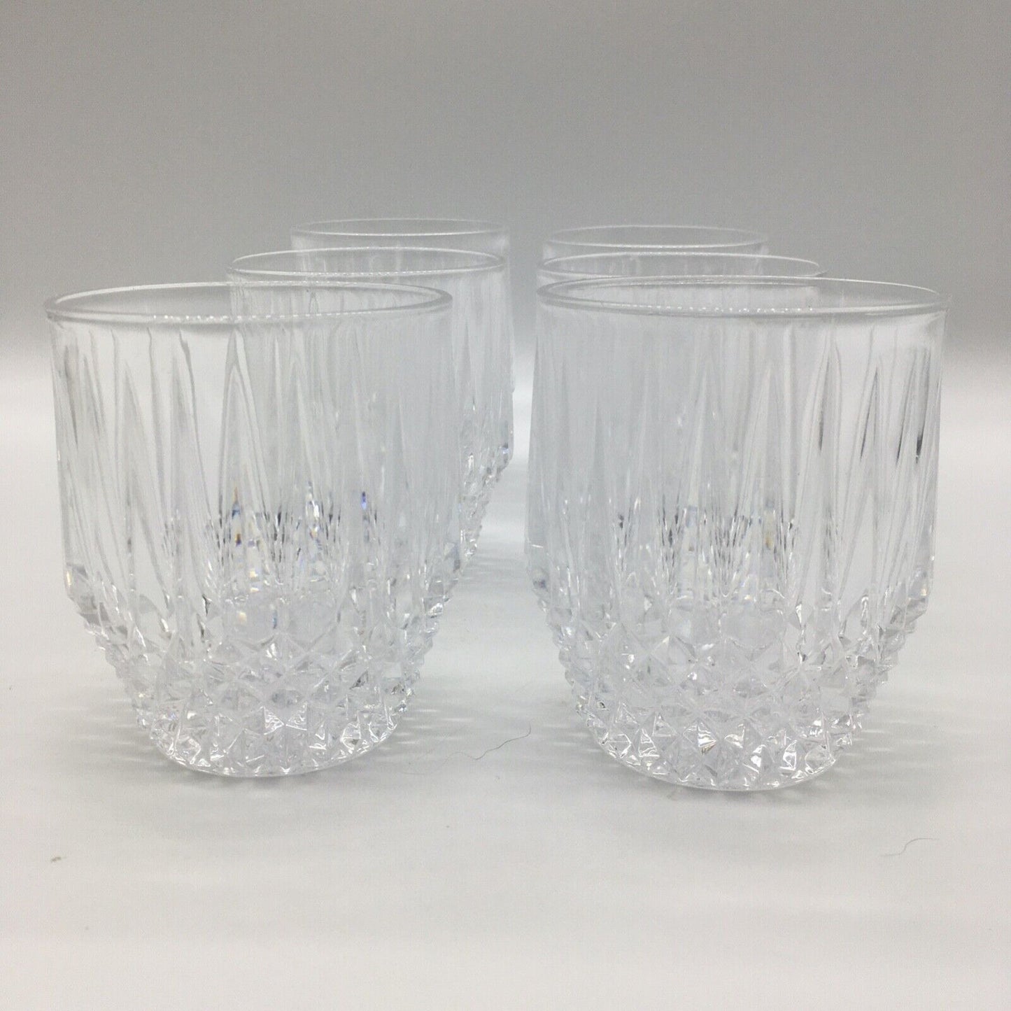 Barware Set of 6 Lowball Whisky Glass Heavy Diamond Point Fancy Cocktail Glasses