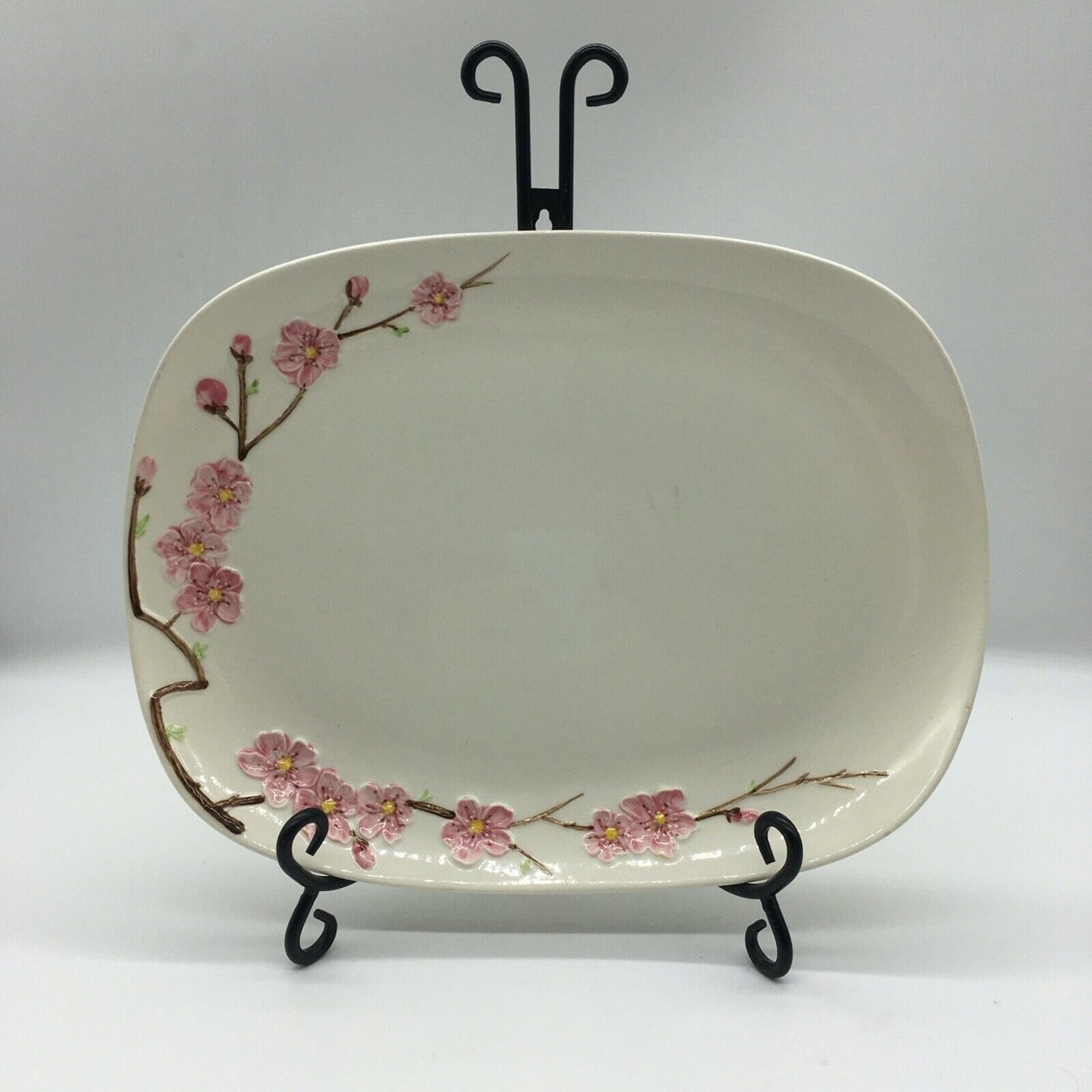 Metlox PoppyTrail Peach blossom 13" Rectangular Platter Vintage USA California