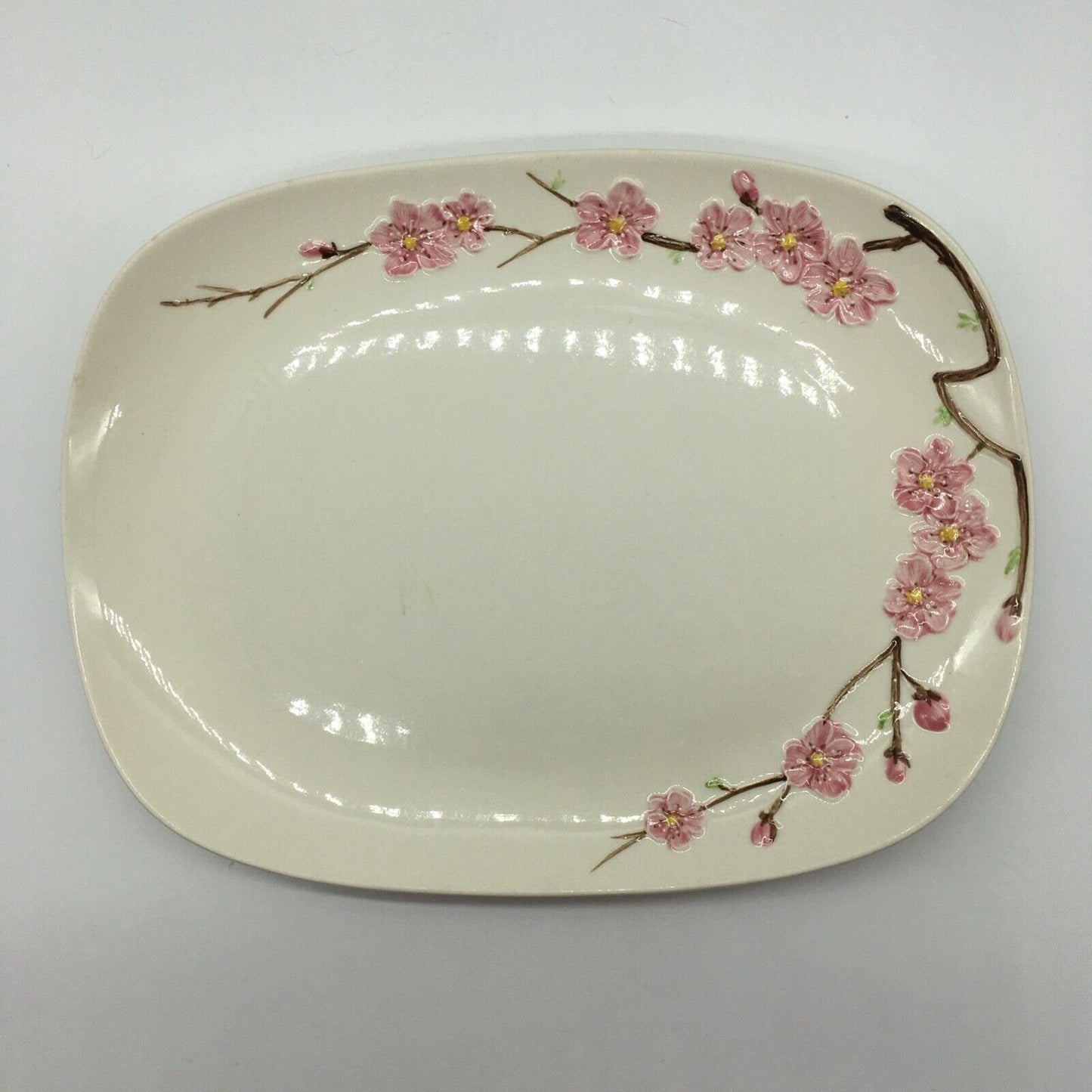 Metlox PoppyTrail Peach blossom 13" Rectangular Platter Vintage USA California