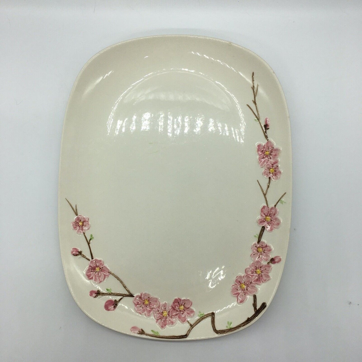 Metlox PoppyTrail Peach blossom 13" Rectangular Platter Vintage USA California