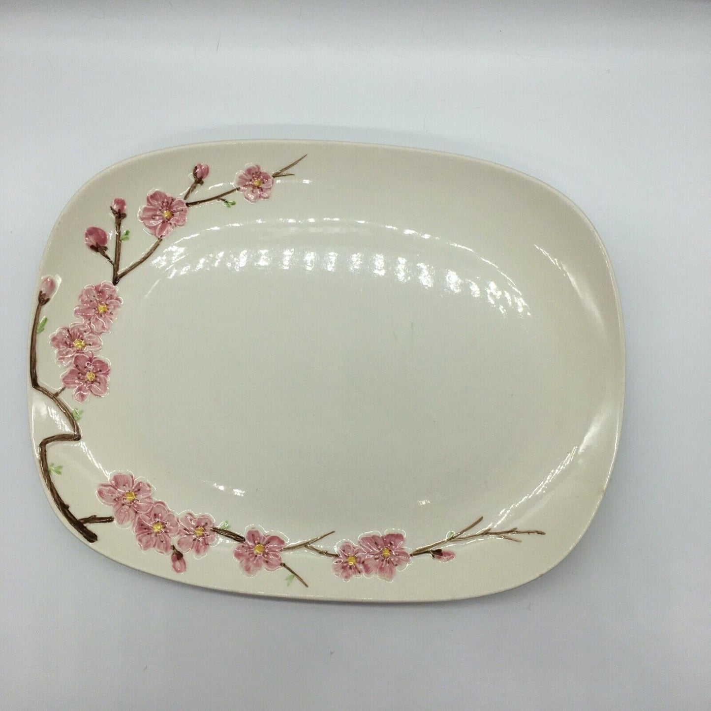 Metlox PoppyTrail Peach blossom 13" Rectangular Platter Vintage USA California