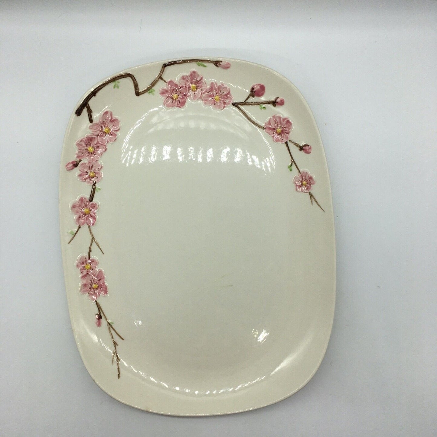Metlox PoppyTrail Peach blossom 13" Rectangular Platter Vintage USA California