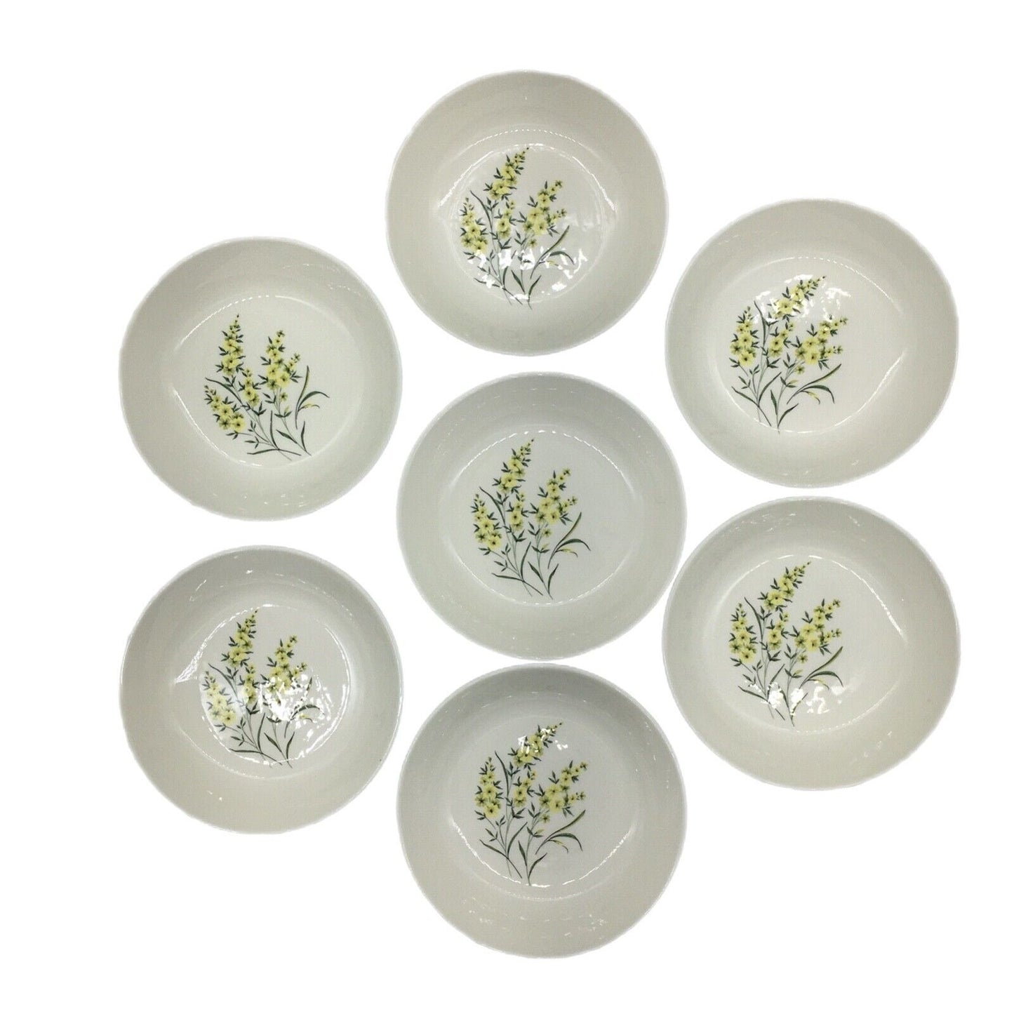 Taylor Smith & Taylor Cereal Bowls Set of 7 Lemon Blossom Sage Green & Yellow
