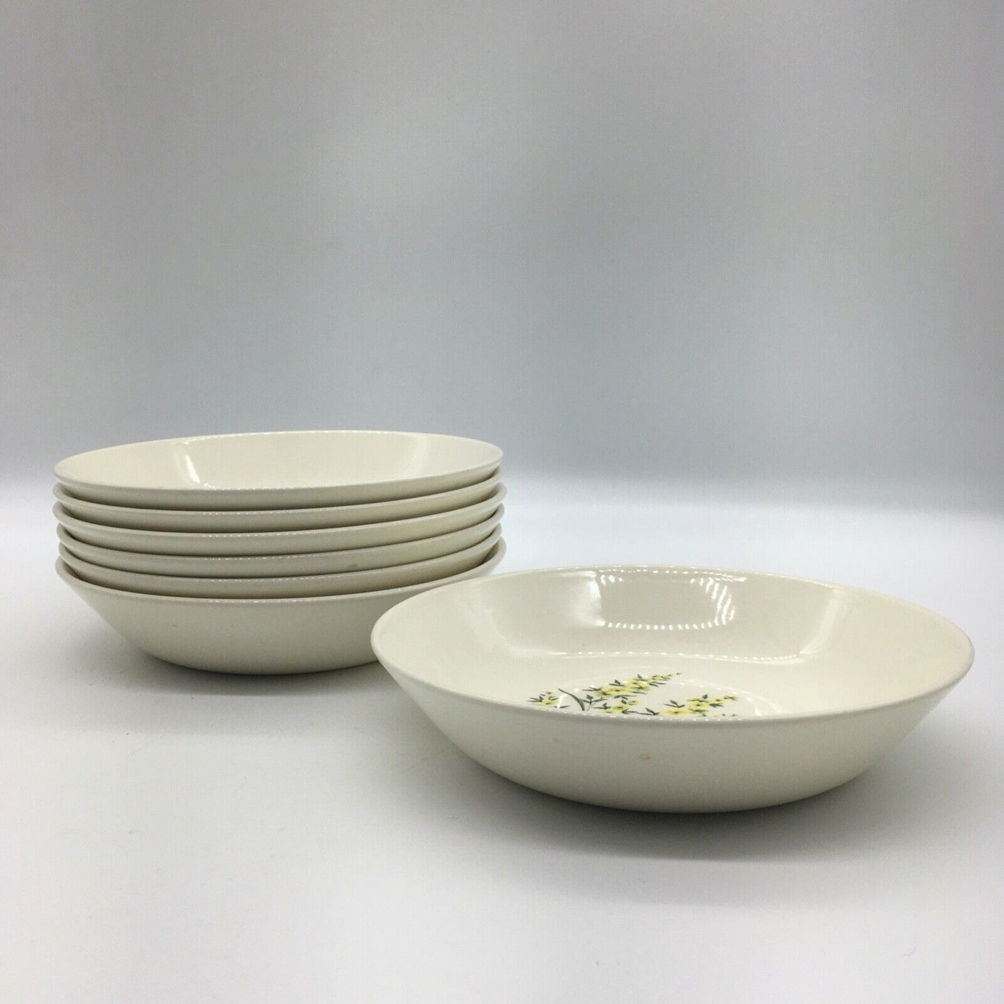 Taylor Smith & Taylor Cereal Bowls Set of 7 Lemon Blossom Sage Green & Yellow