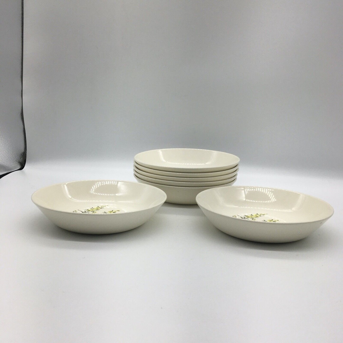 Taylor Smith & Taylor Cereal Bowls Set of 7 Lemon Blossom Sage Green & Yellow