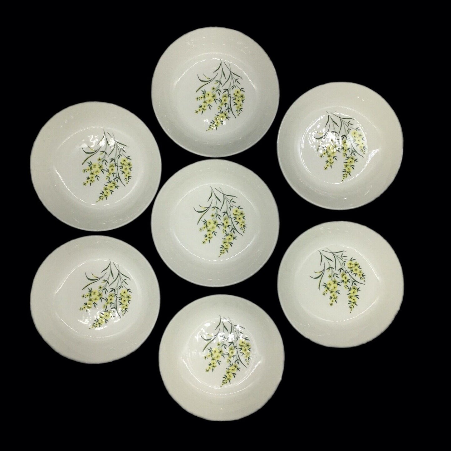 Taylor Smith & Taylor Cereal Bowls Set of 7 Lemon Blossom Sage Green & Yellow