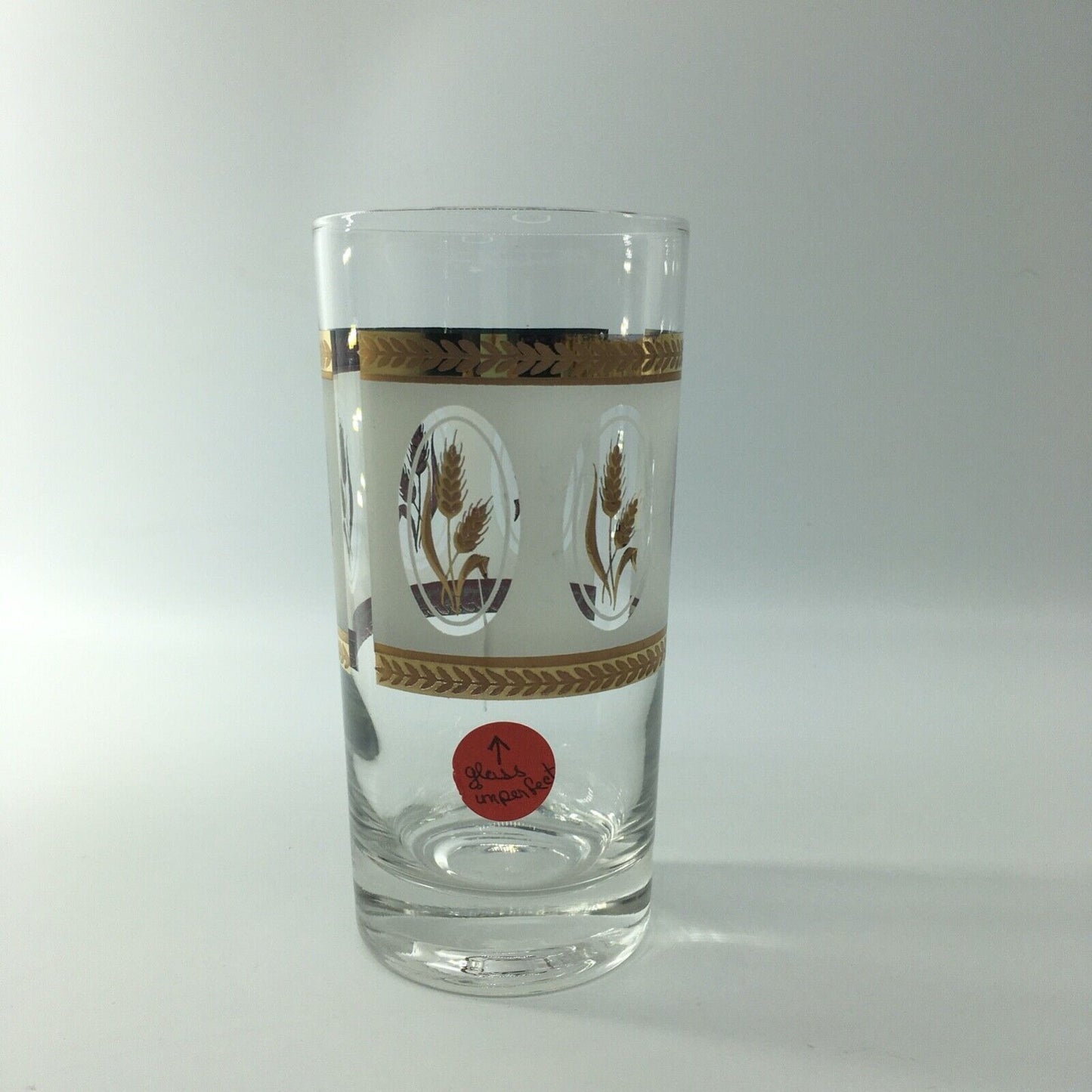 Vintage Glassware Gold Laurel Trim Wheat Design Tumblers Set 6 Barware Highball
