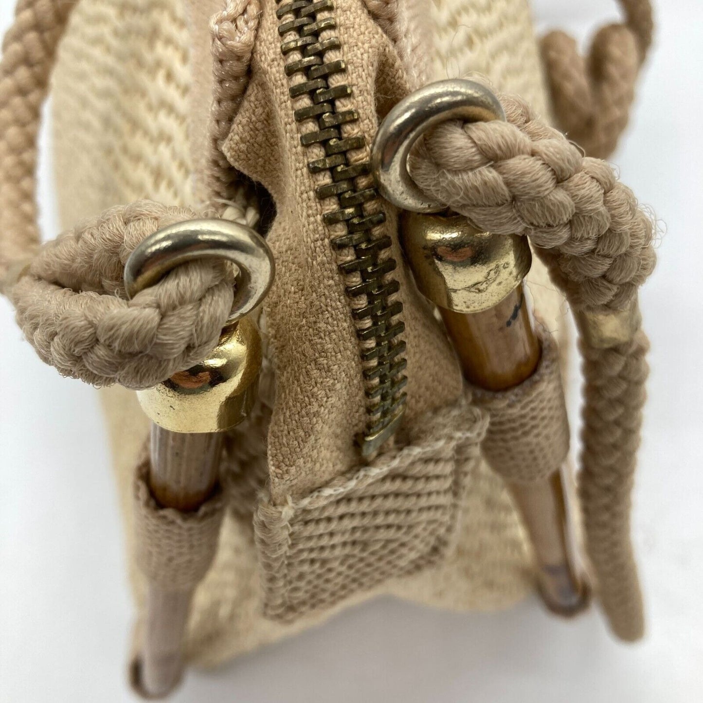 Vintage Delill Woven Raffia & Bamboo Handbag Purse Made Italy Shoulder Bag Lined