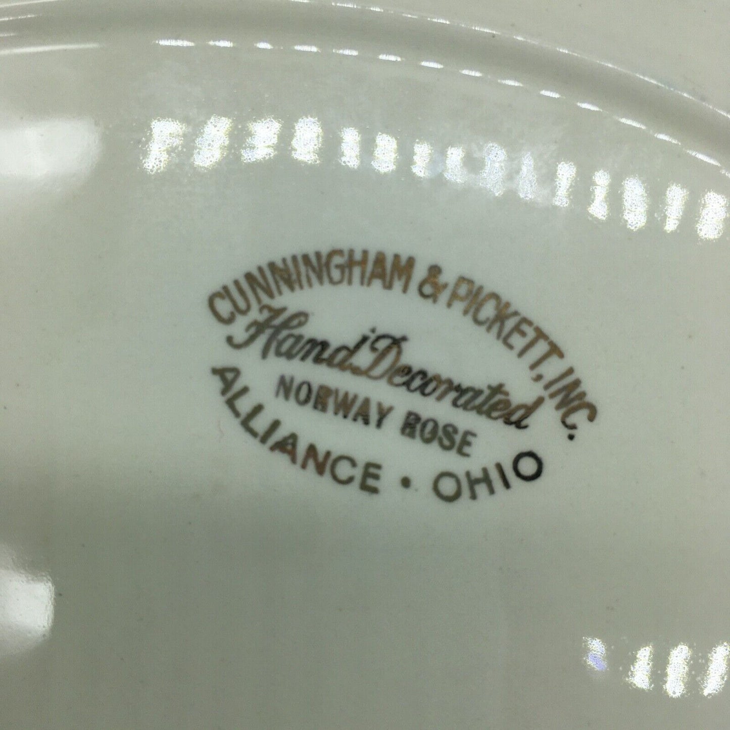 Cunningham & Pickett Inc 2 Serving Platters Norway Rose Pink Cream Porcelain VTG