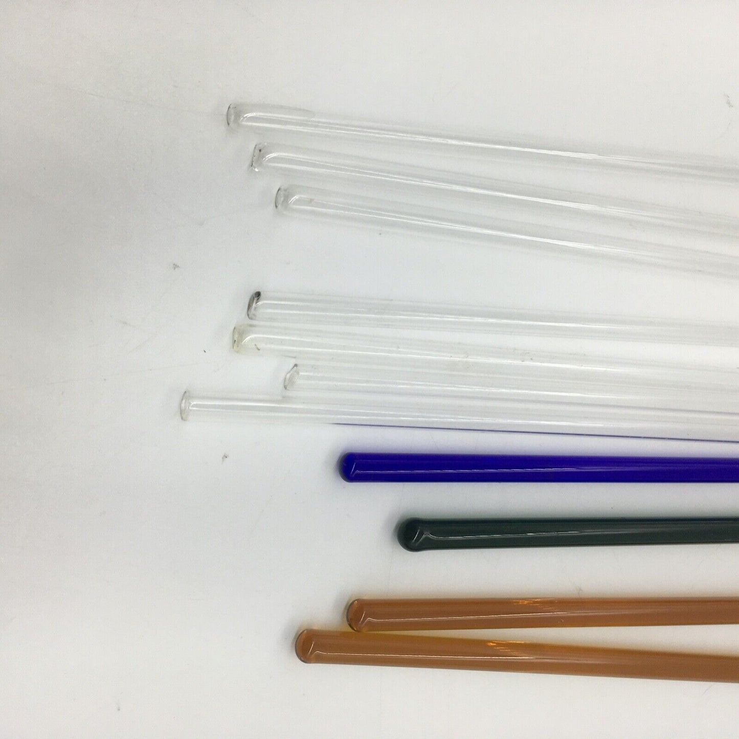 Vintage Barware Art Glass Stir Stick Straw Spoon Set 6 & 4 Short Spoon Stir MCM