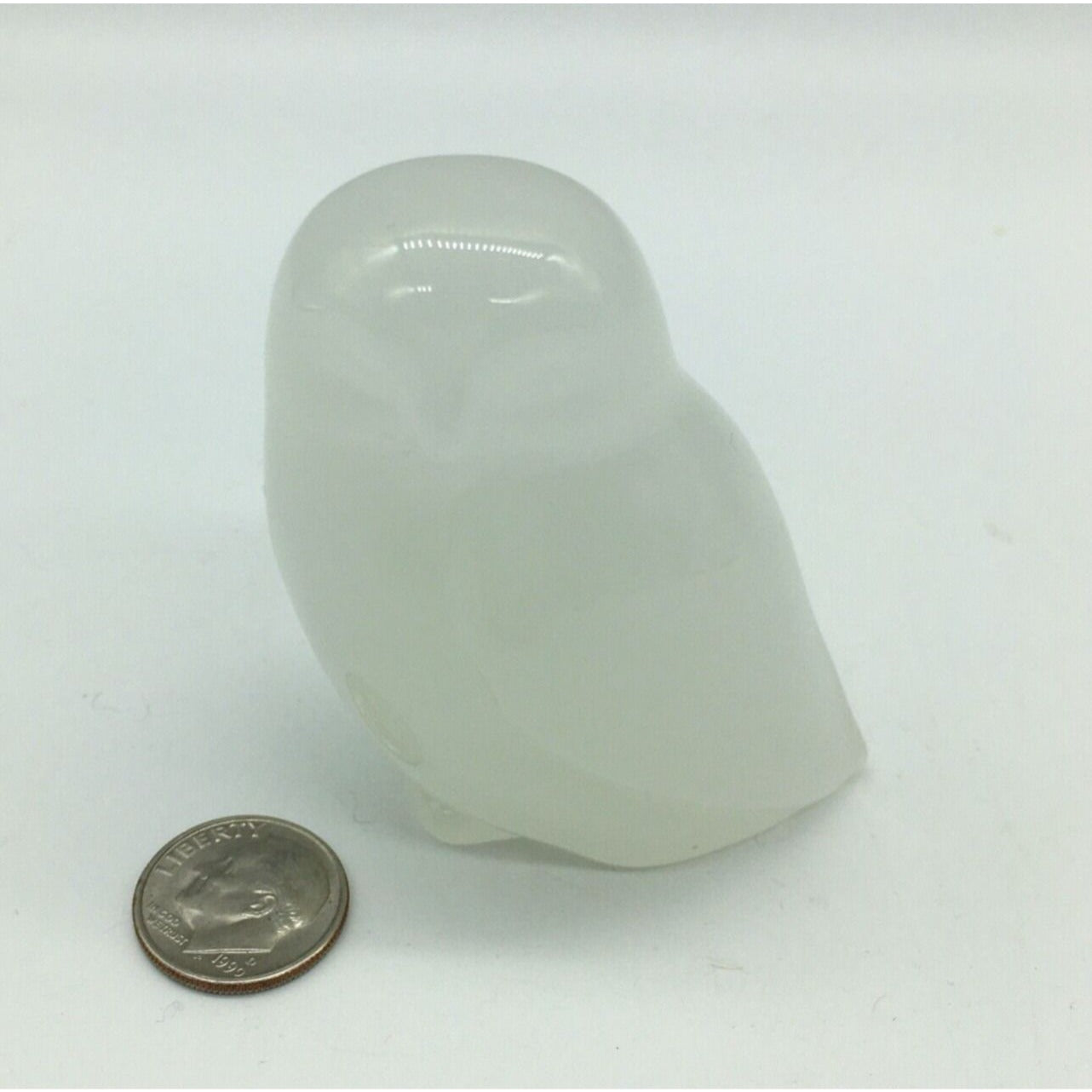 Hadeland Opaline Glass 2.5" Snow Owl Figurine VTG White Norwegian Art Sculpture