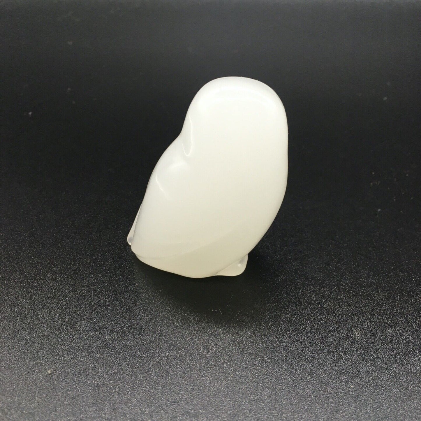 Hadeland Opaline Glass 2.5" Snow Owl Figurine VTG White Norwegian Art Sculpture
