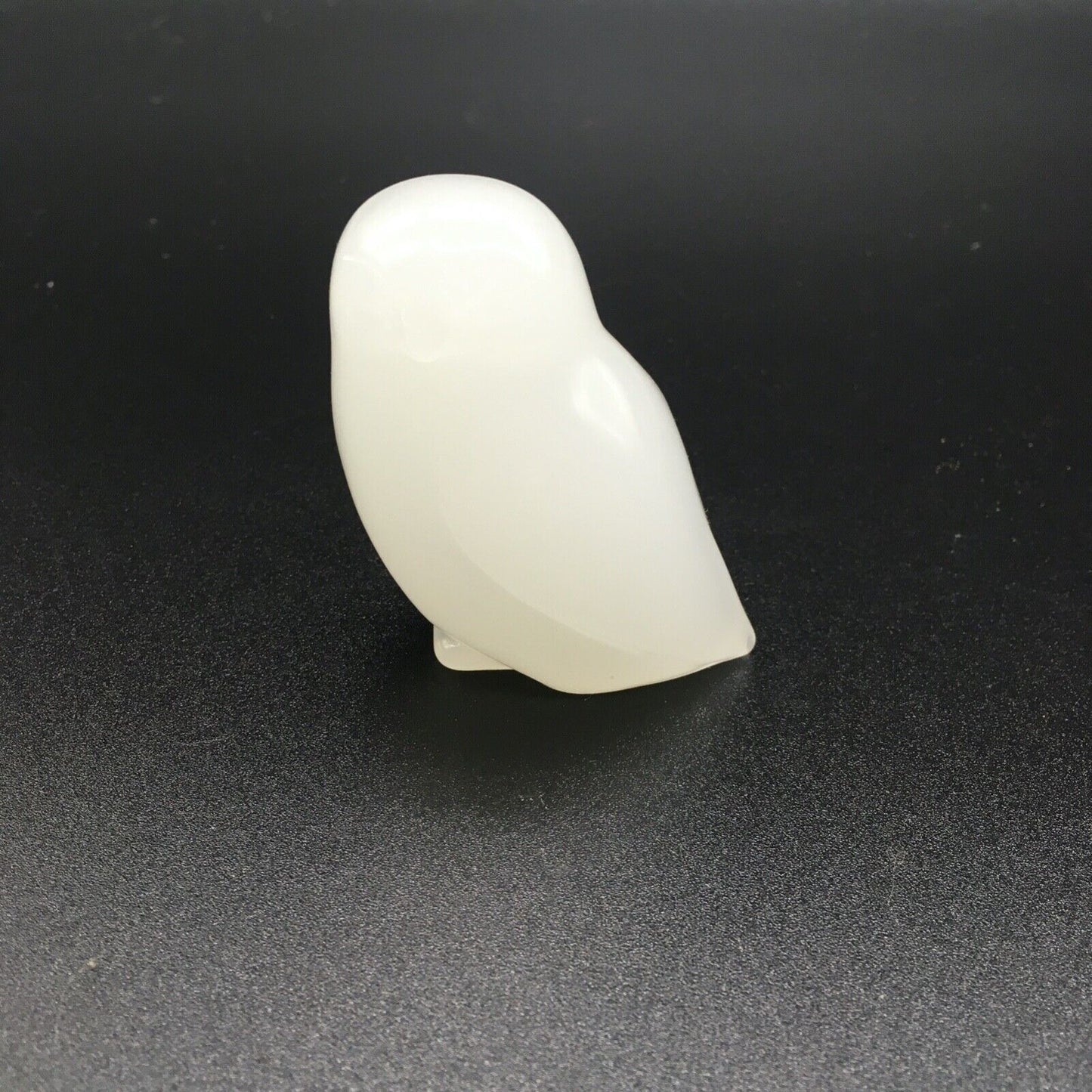 Hadeland Opaline Glass 2.5" Snow Owl Figurine VTG White Norwegian Art Sculpture