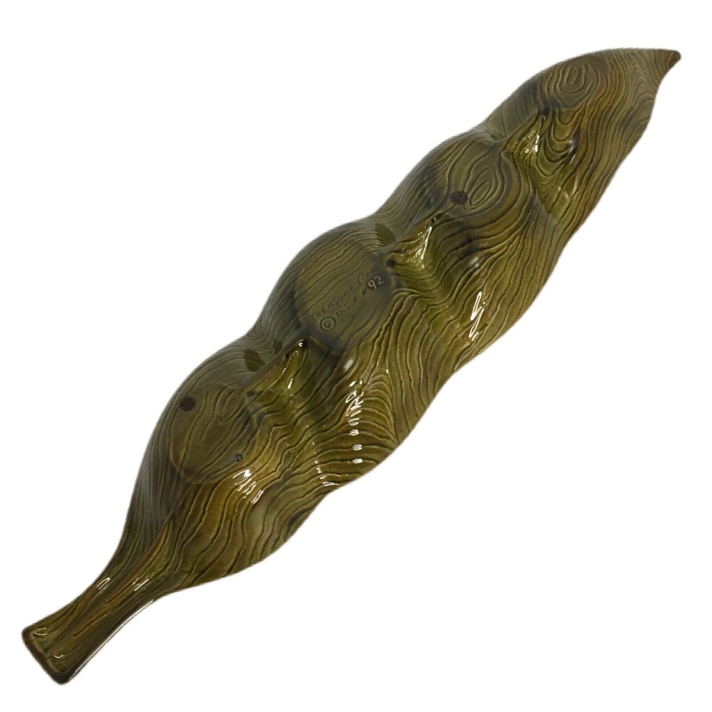Treasure Craft Tropical Leaf Dish Vintage Tiki Bar Style USA Vintage 70s Green