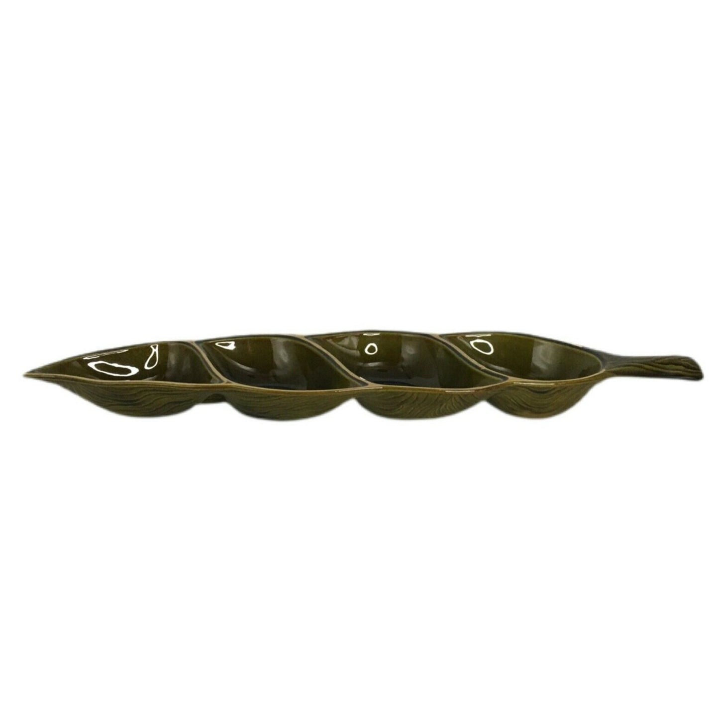 Treasure Craft Tropical Leaf Dish Vintage Tiki Bar Style USA Vintage 70s Green