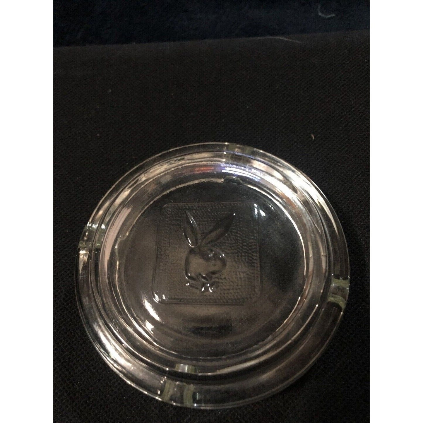 Playboy Bunny Clear Glass Cigarette Ashtray Mid Century Vintage