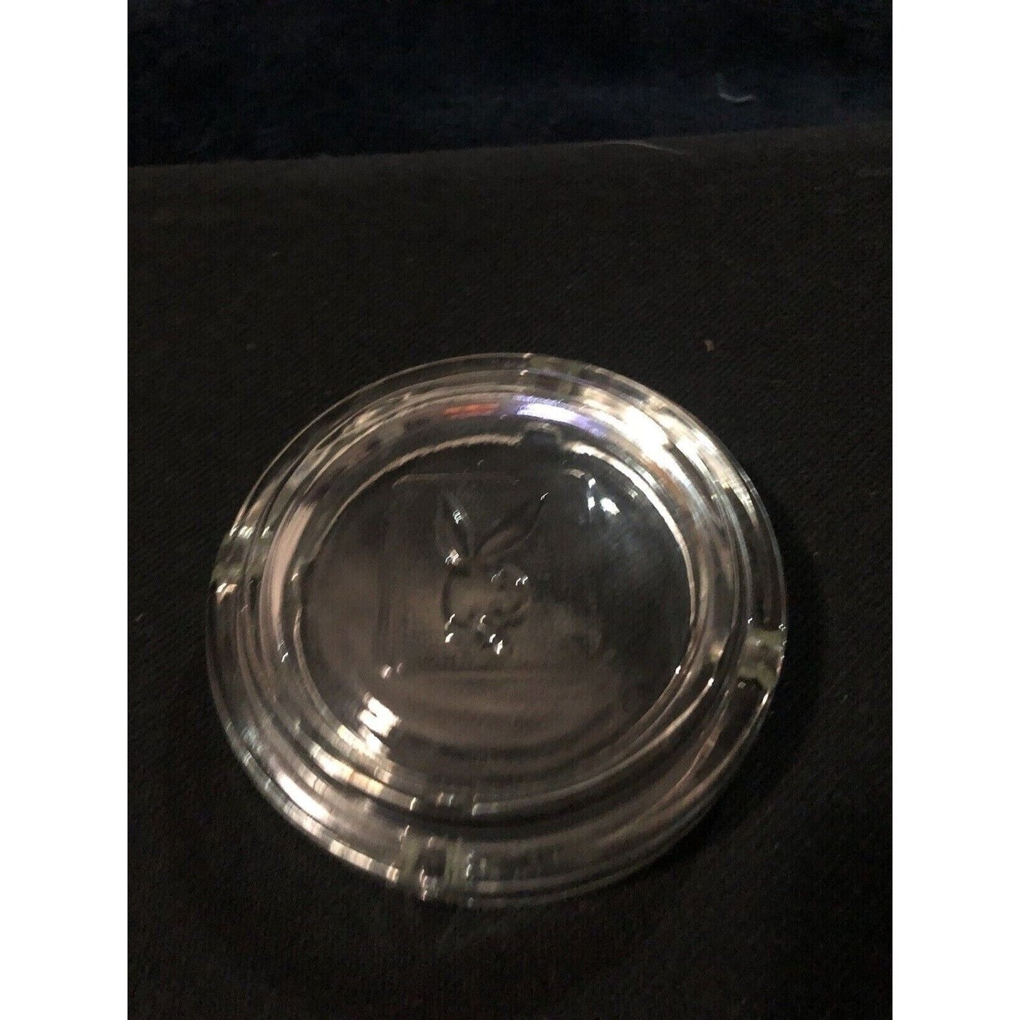 Playboy Bunny Clear Glass Cigarette Ashtray Mid Century Vintage