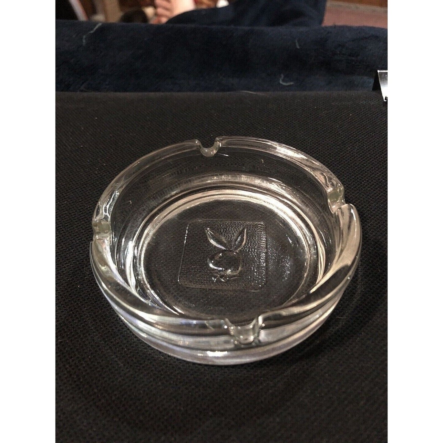 Playboy Bunny Clear Glass Cigarette Ashtray Mid Century Vintage