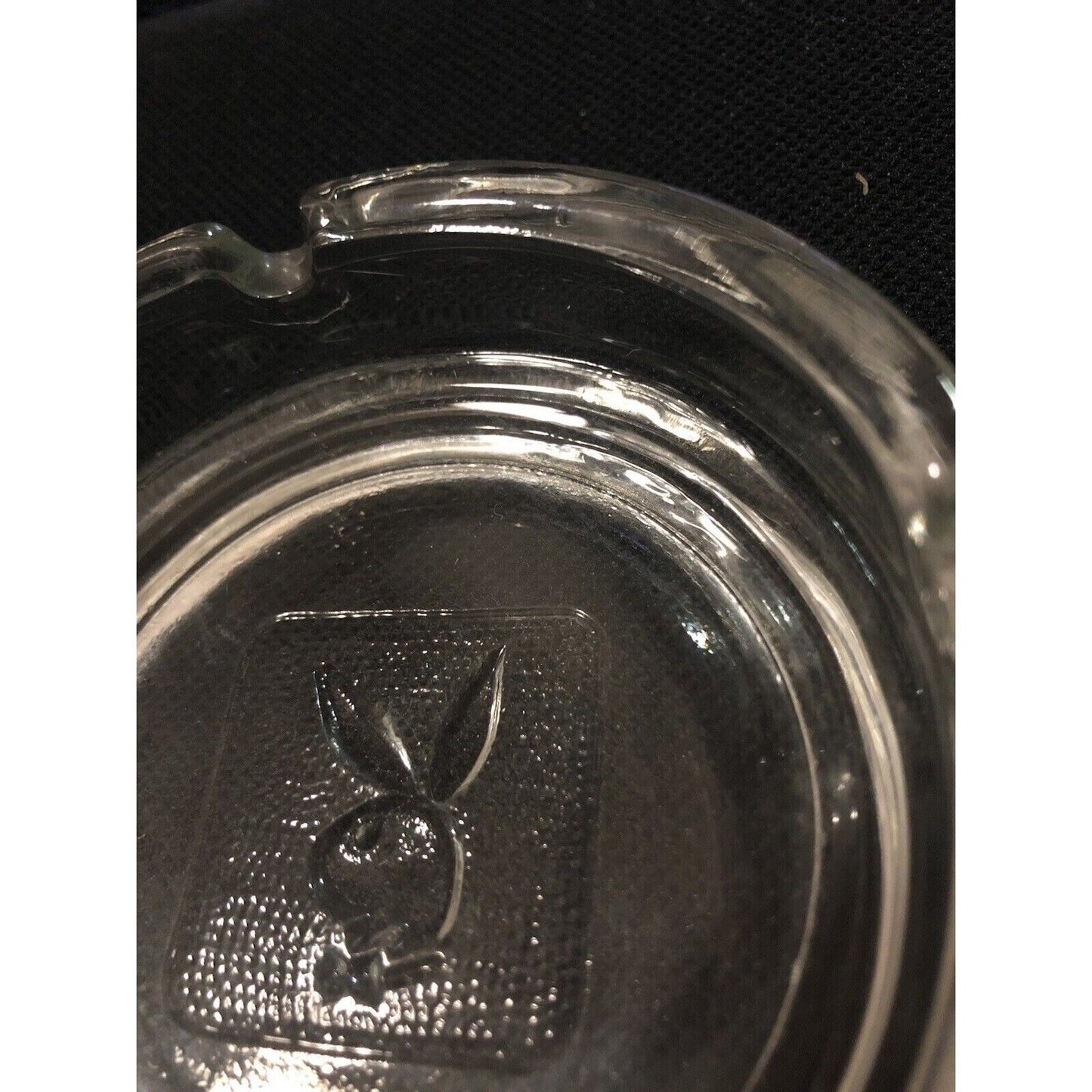 Playboy Bunny Clear Glass Cigarette Ashtray Mid Century Vintage