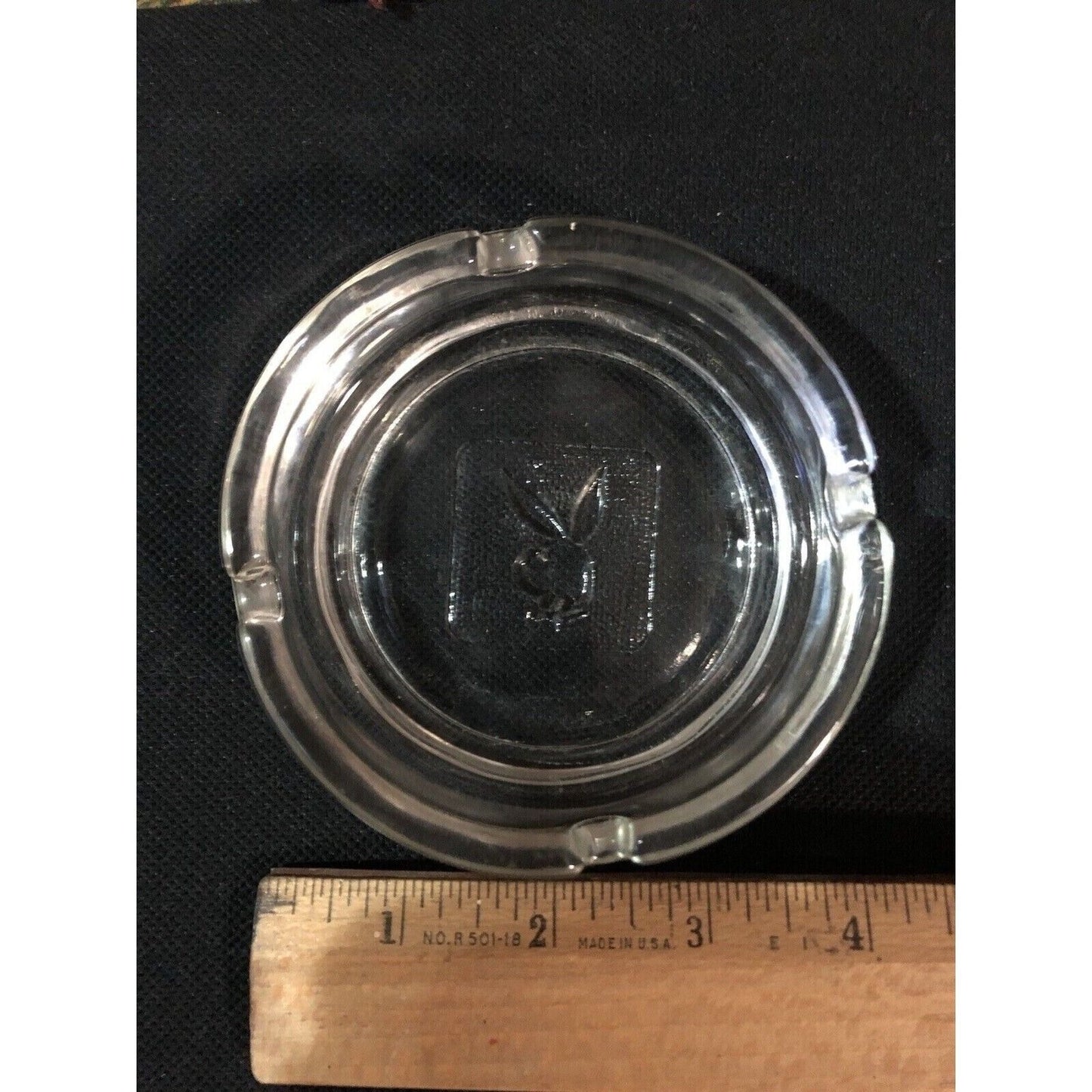 Playboy Bunny Clear Glass Cigarette Ashtray Mid Century Vintage
