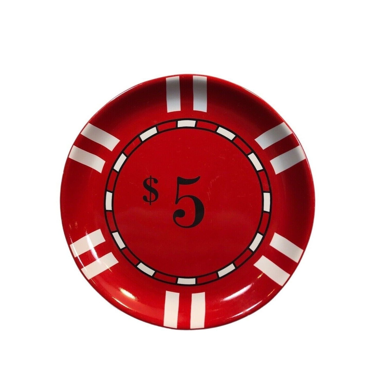 Set of 4 Plates 6" Poker Chip Sur La Table $25 Green $10 Blue $5 Red $1 White