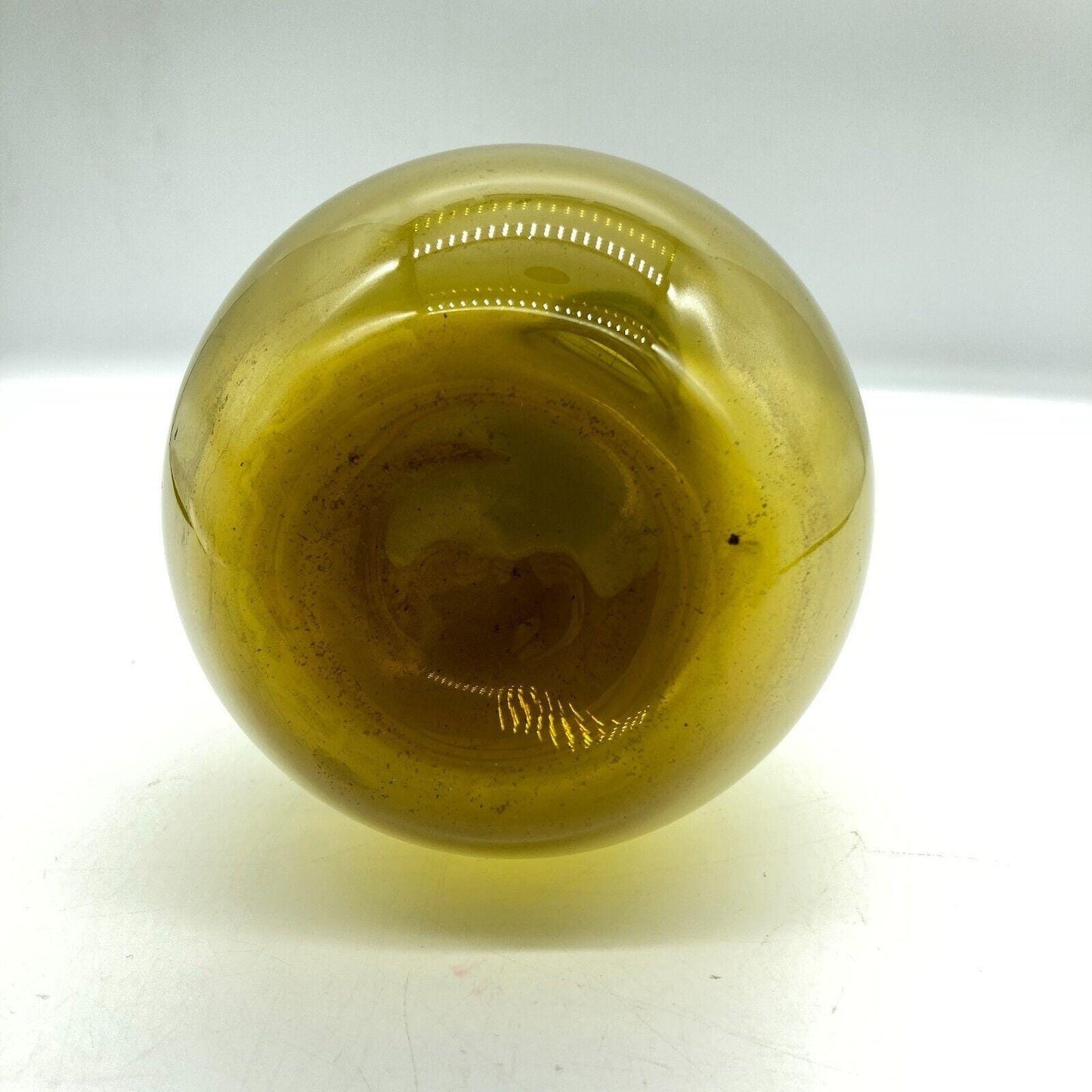 MCM Vase 15.75" Tall Hand Blown Olive Art Glass Bulb Base Long Neck Vintage