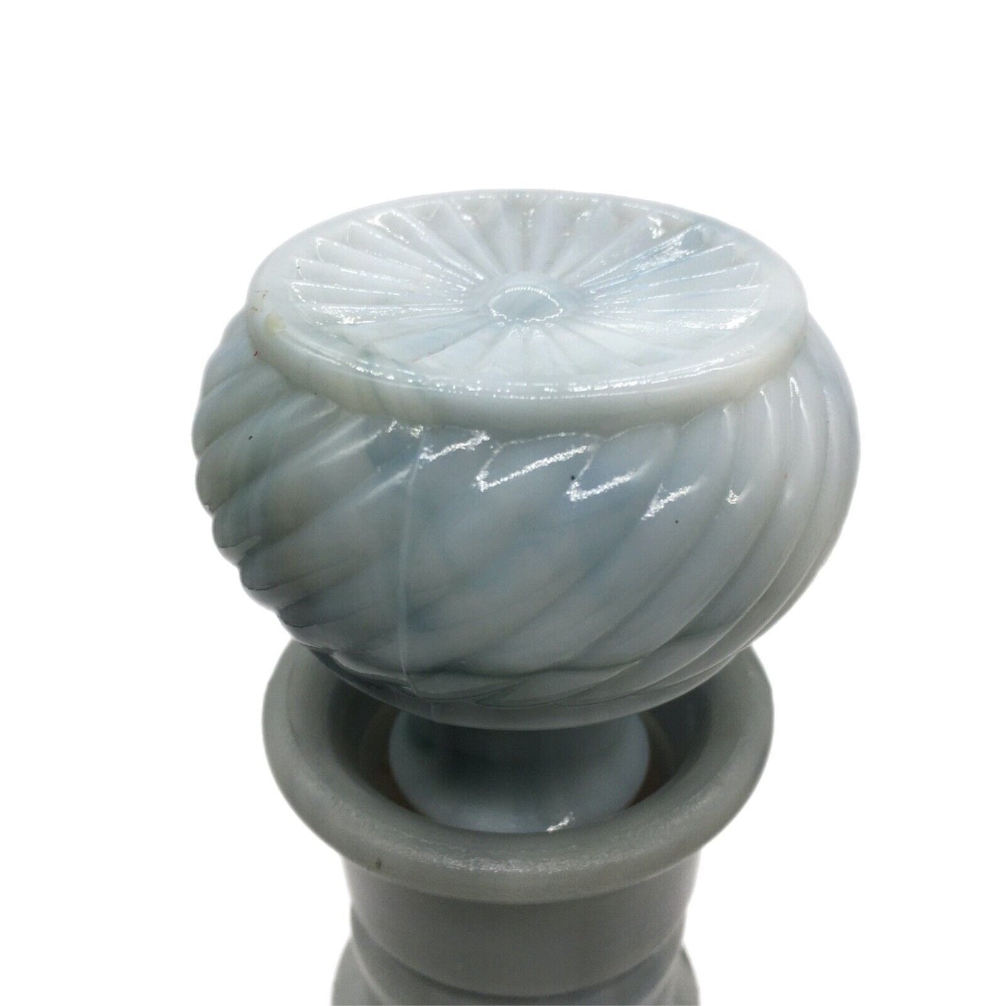 Gray Blue Slag Glass Tiki Bar Style Decanter Liquor Bottle 1972 Vintage Stopper