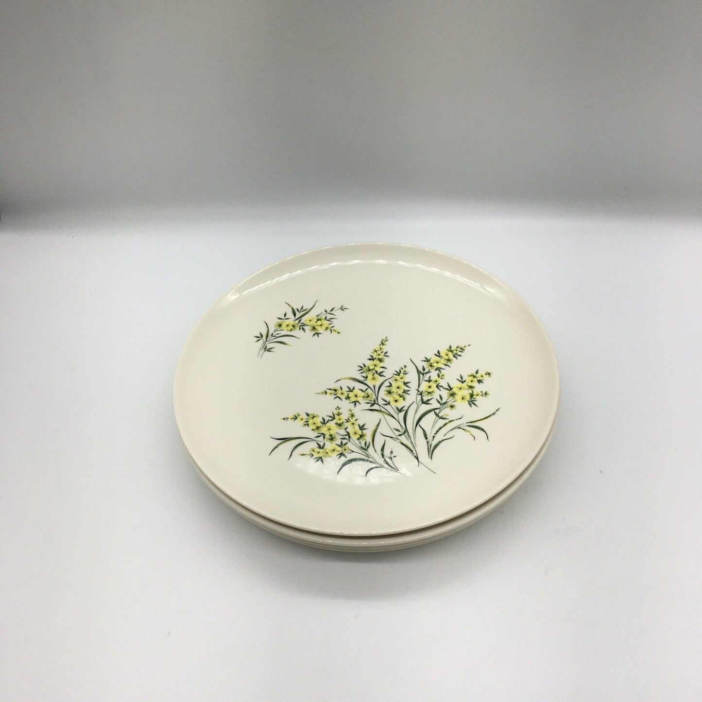 Taylor Smith & Taylor 10" Dinner Plates Set of 5 Lemon Blossom Sage Green Yellow