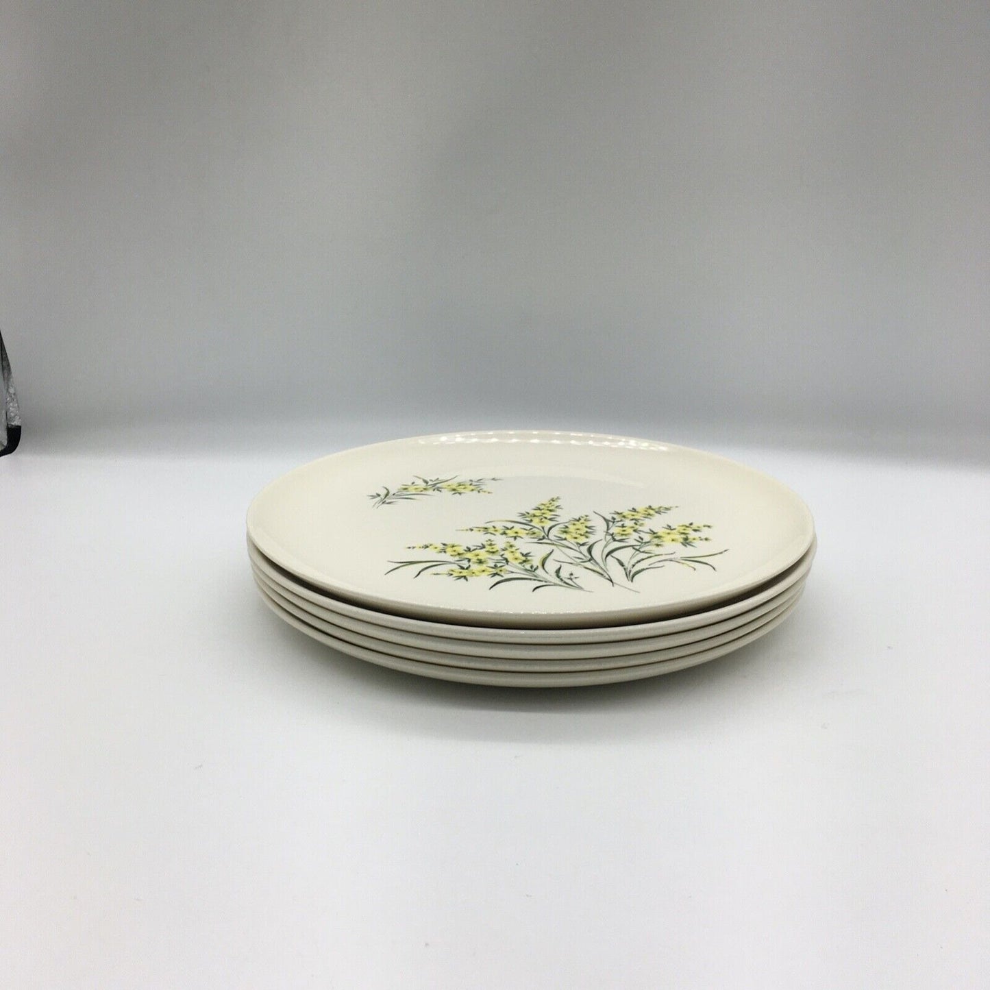 Taylor Smith & Taylor 10" Dinner Plates Set of 5 Lemon Blossom Sage Green Yellow