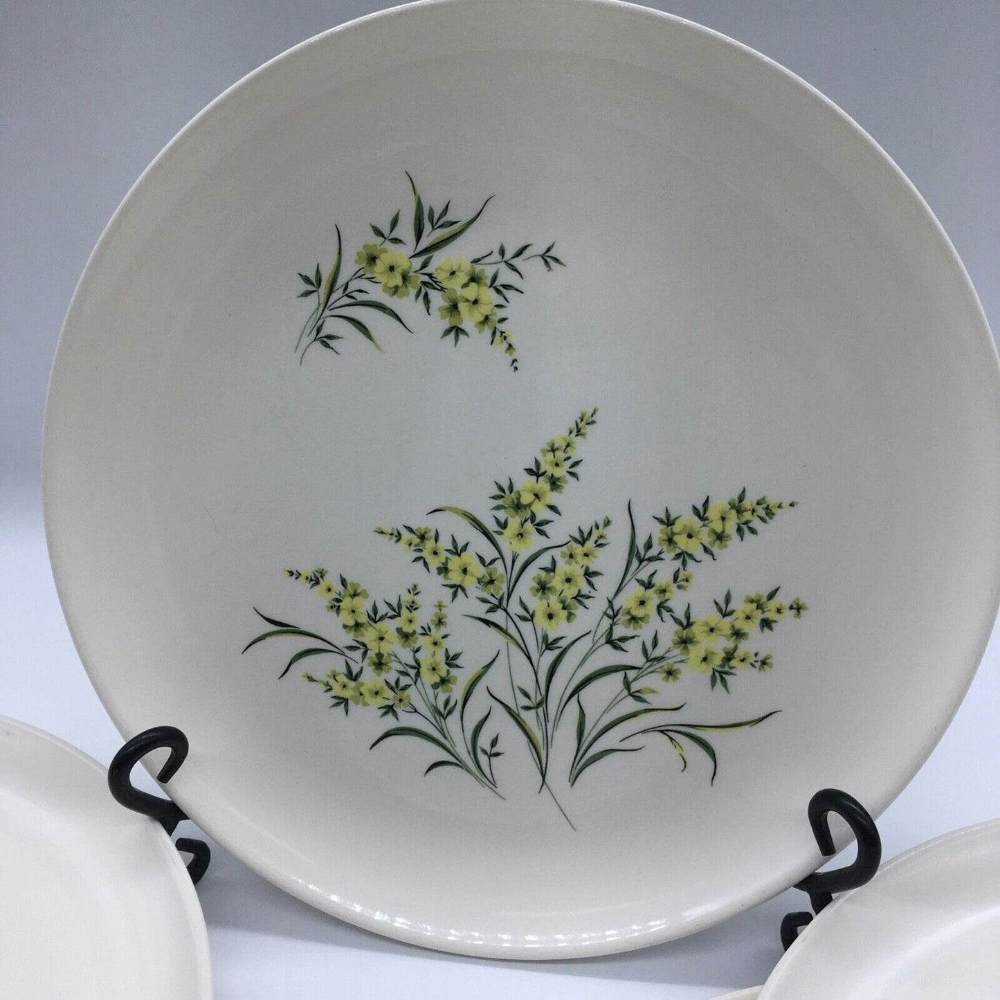 Taylor Smith & Taylor 10" Dinner Plates Set of 5 Lemon Blossom Sage Green Yellow