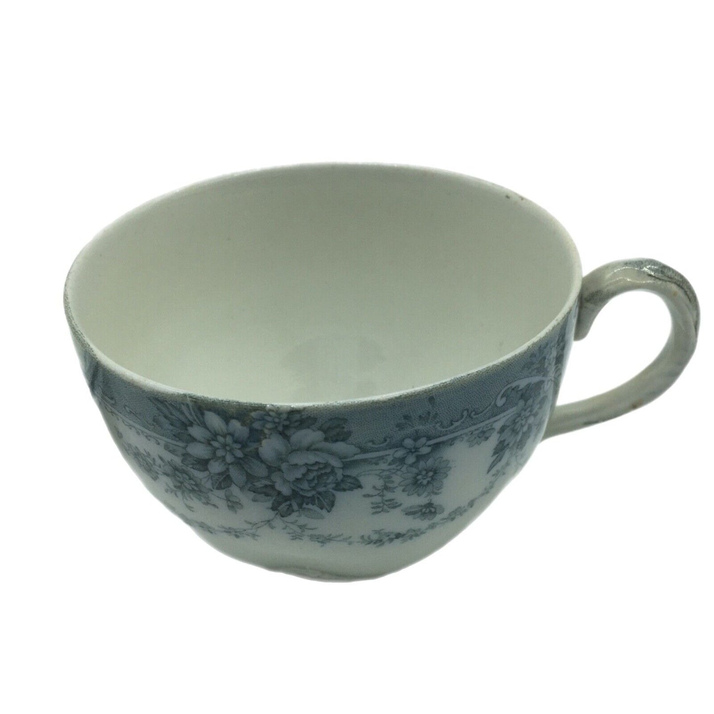 Antique Johnson Bros Crown Mark Marlboro Blue Gray Coffee Cup Double Saucer Eng